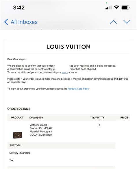 louis vuitton track order|louis vuitton order number.